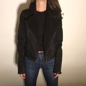 PAIGE Black Denim faux Sherpa Jacket